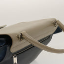 CELINE Hand Bag Leather Suede Gray Navy Auth am2375g-6