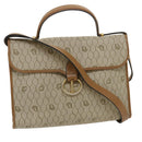 Christian Dior Honeycomb Canvas Hand Bag PVC Leather 2way Beige Auth am2383g-1
