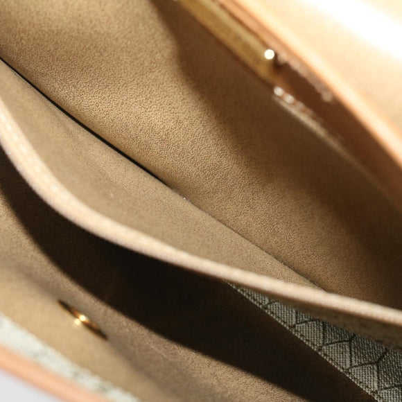 Christian Dior Honeycomb Canvas Hand Bag PVC Leather 2way Beige Auth am2383g