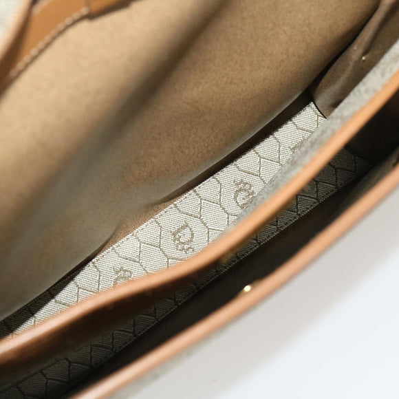 Christian Dior Honeycomb Canvas Hand Bag PVC Leather 2way Beige Auth am2383g