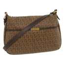FENDI Zucchino Canvas Shoulder Bag Brown Auth am2491g-1