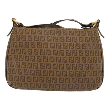 FENDI Zucchino Canvas Shoulder Bag Brown Auth am2491g - 0