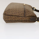 FENDI Zucchino Canvas Shoulder Bag Brown Auth am2491g-4