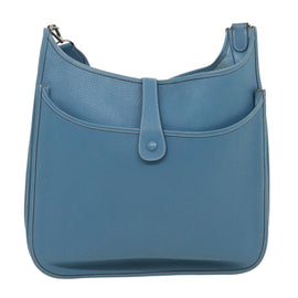 HERMES Leather Evelyn TGM Shoulder Bag Blue Auth am2542gA - 0