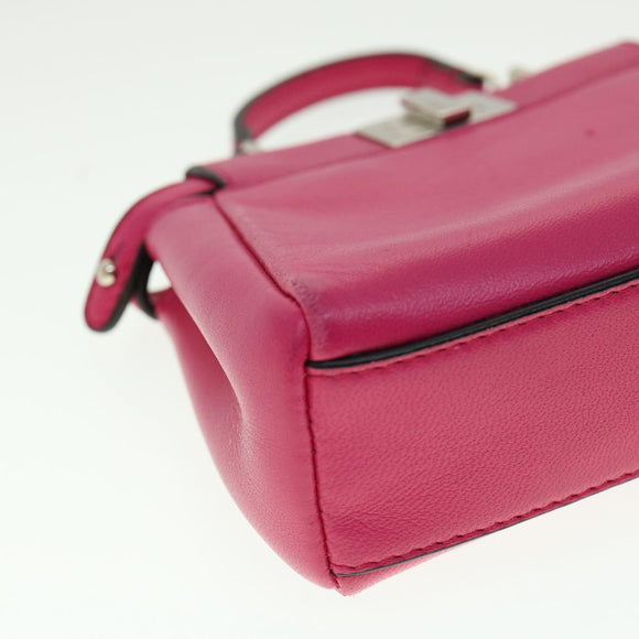 FENDI Micro Peek A Boo Hand Bag Leather 2way Pink Auth am2705gAV
