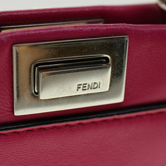 FENDI Micro Peek A Boo Hand Bag Leather 2way Pink Auth am2705gAV