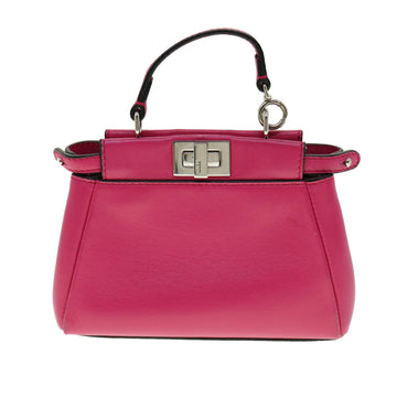 FENDI Micro Peek A Boo Hand Bag Leather 2way Pink Auth am2705gAV - 0