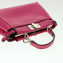 FENDI Micro Peek A Boo Hand Bag Leather 2way Pink Auth am2705gAV-6