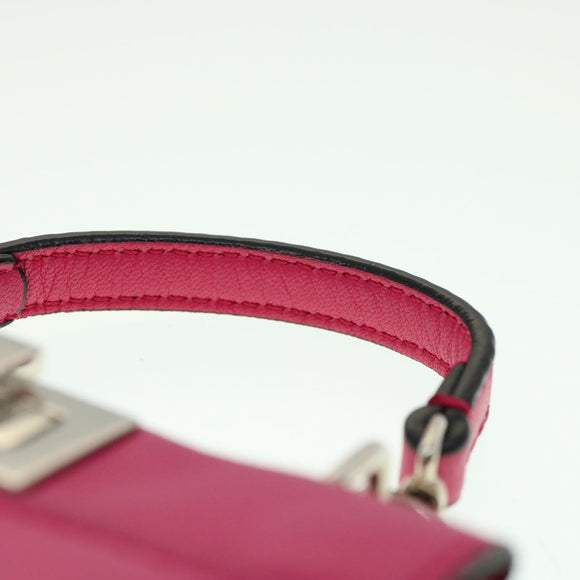 FENDI Micro Peek A Boo Hand Bag Leather 2way Pink Auth am2705gAV