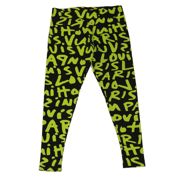 LOUIS VUITTON Monogram graffiti Pants Nylon Green Black LV Auth am2793g