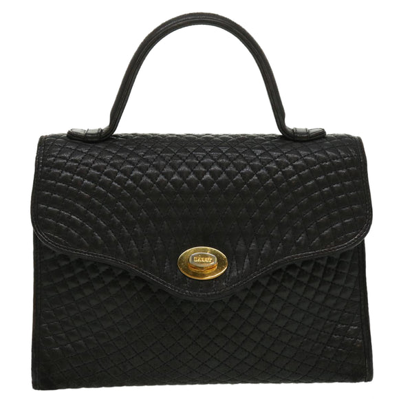 BALLY Hand Bag Leather Black Auth am2821g