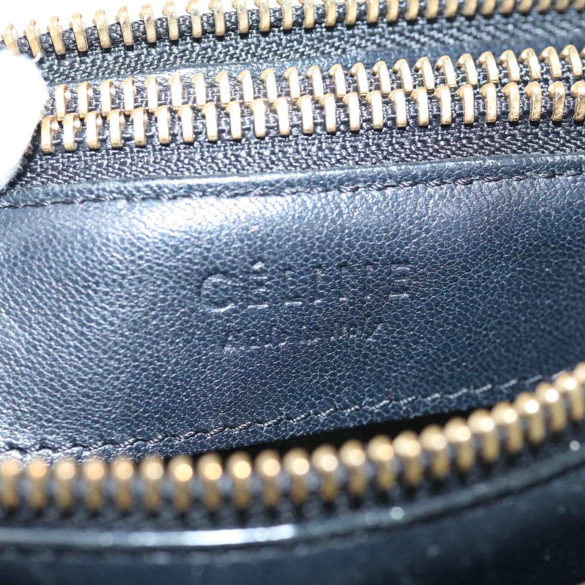 CELINE Trio Shoulder Bag Leather Black Auth hk1006