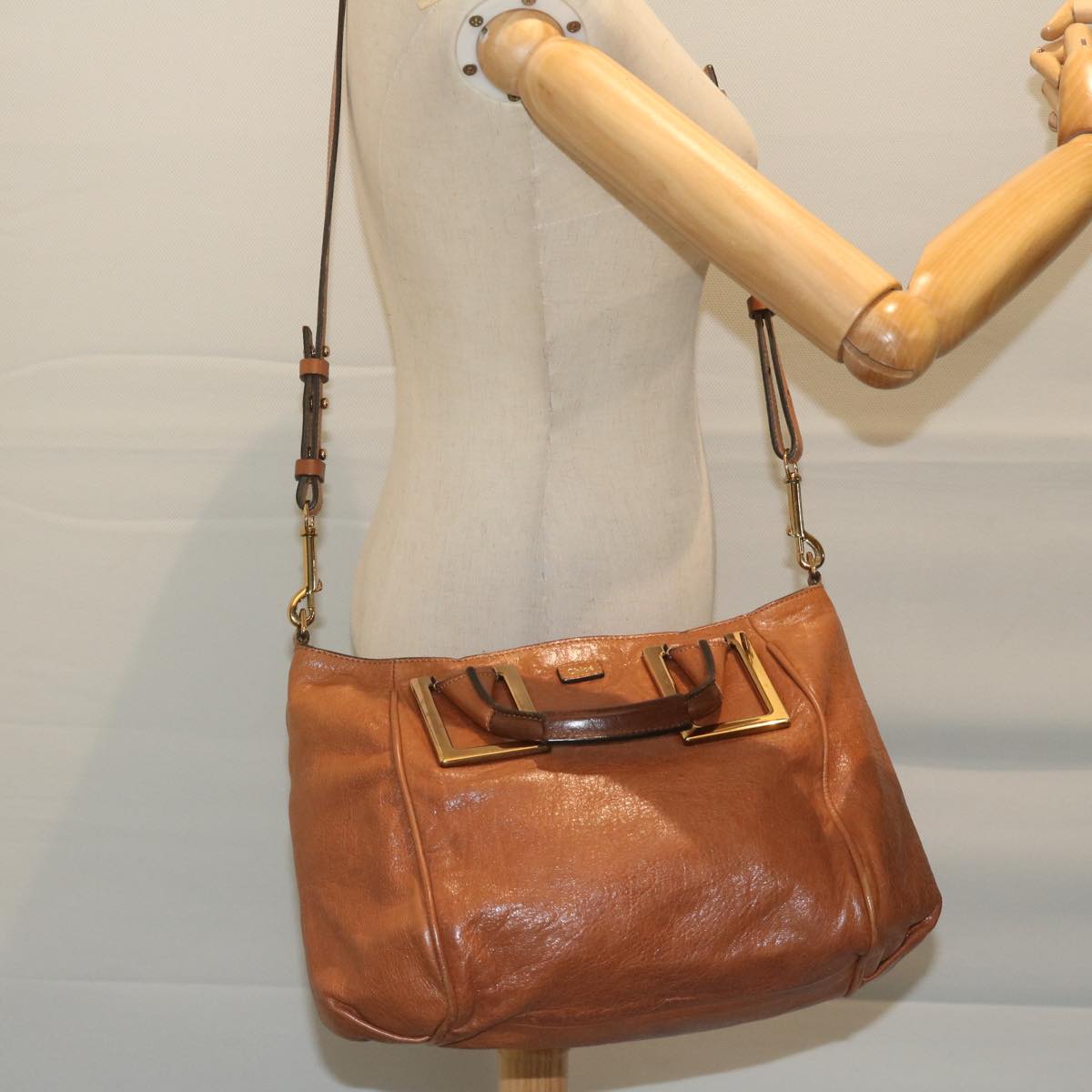 Chloe Etel Hand Bag Leather 2way Brown 01 12 50 65 Auth hk1011