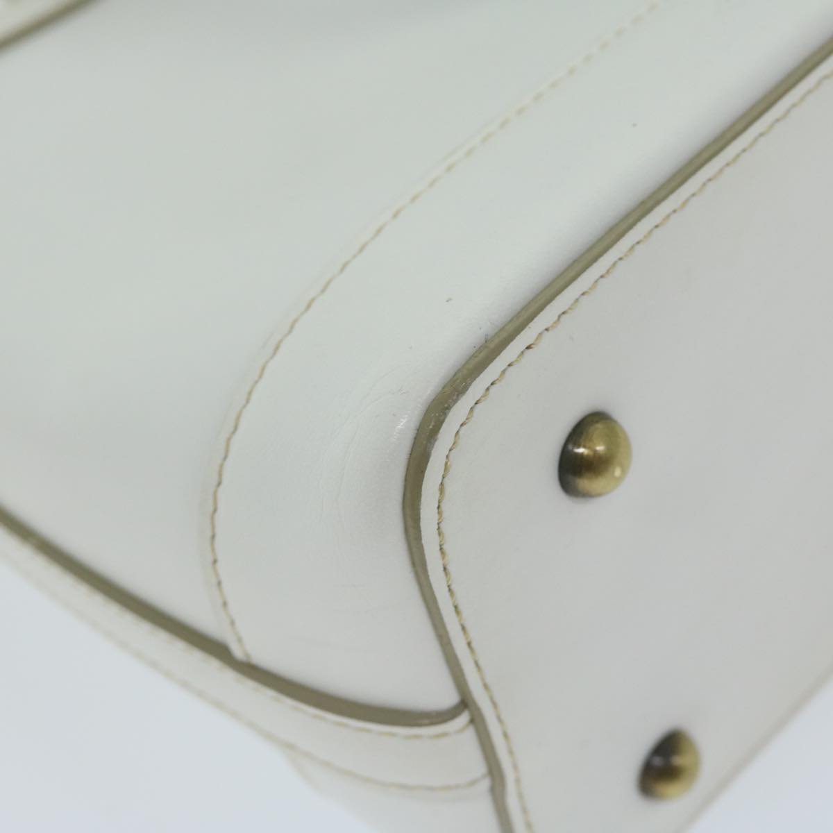 BURBERRY Hand Bag Leather White Auth hk1017