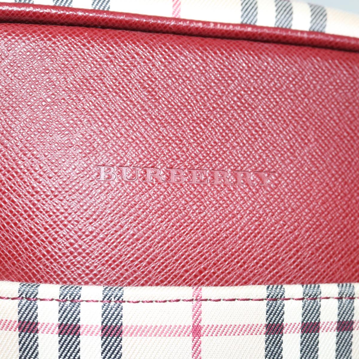 BURBERRY Nova Check Shoulder Bag Nylon Canvas Beige Auth hk1021