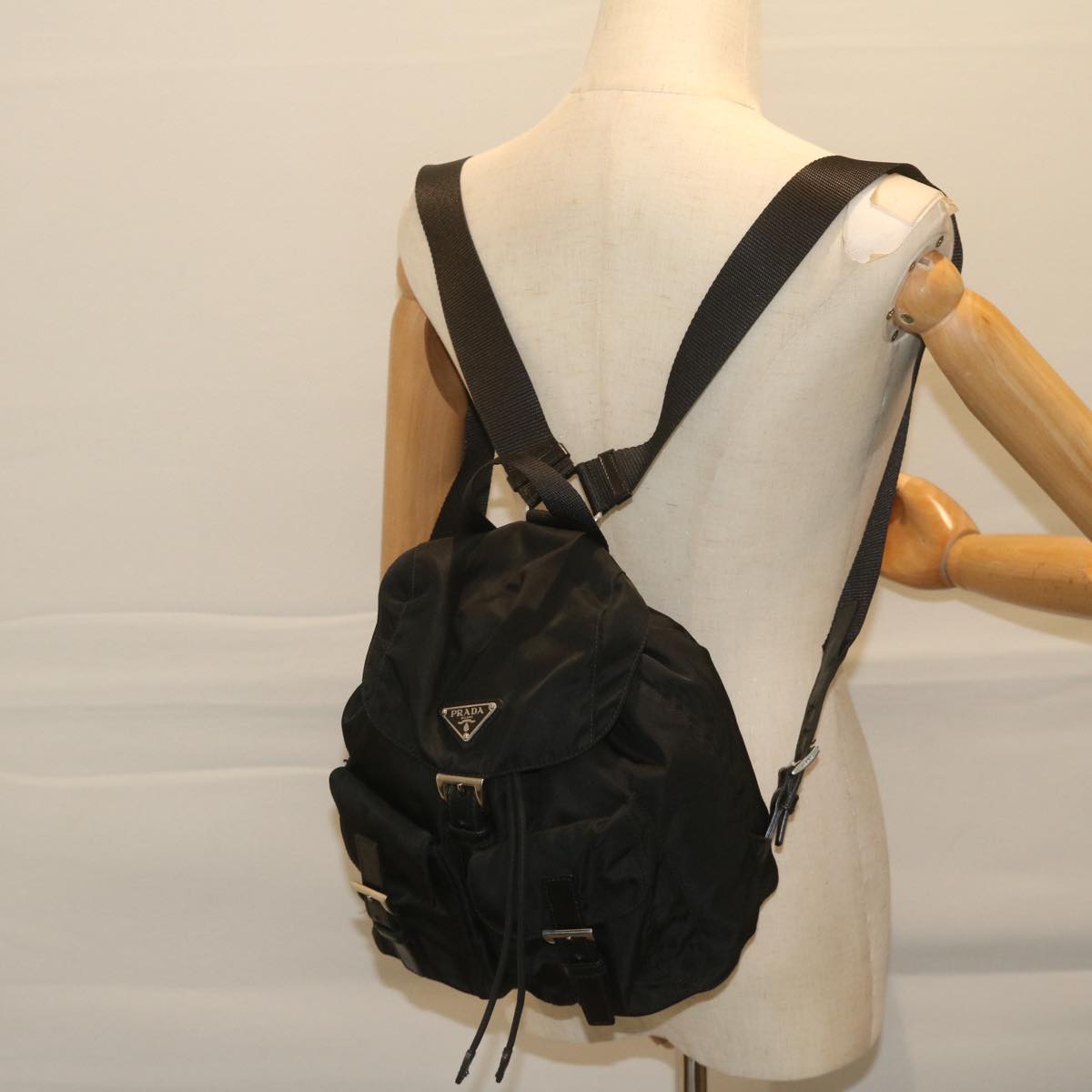 PRADA Backpack Nylon Black Auth hk1023