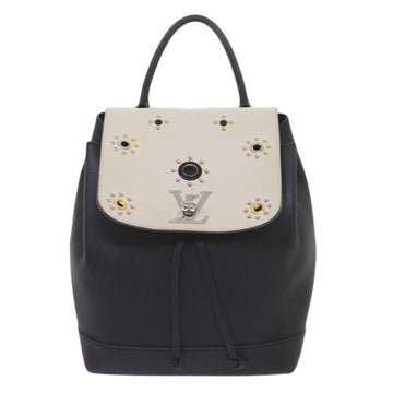 LOUIS VUITTON Lock Me Backpack Calf leather Black White M54108 LV Auth hk1059 - 0