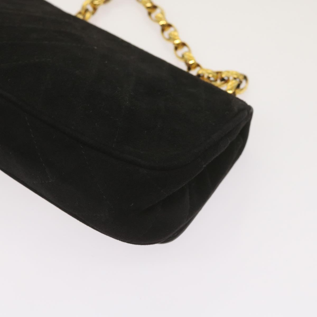 CHANEL Chain Gripoix Shoulder Bag Suede Black CC Auth hk1073