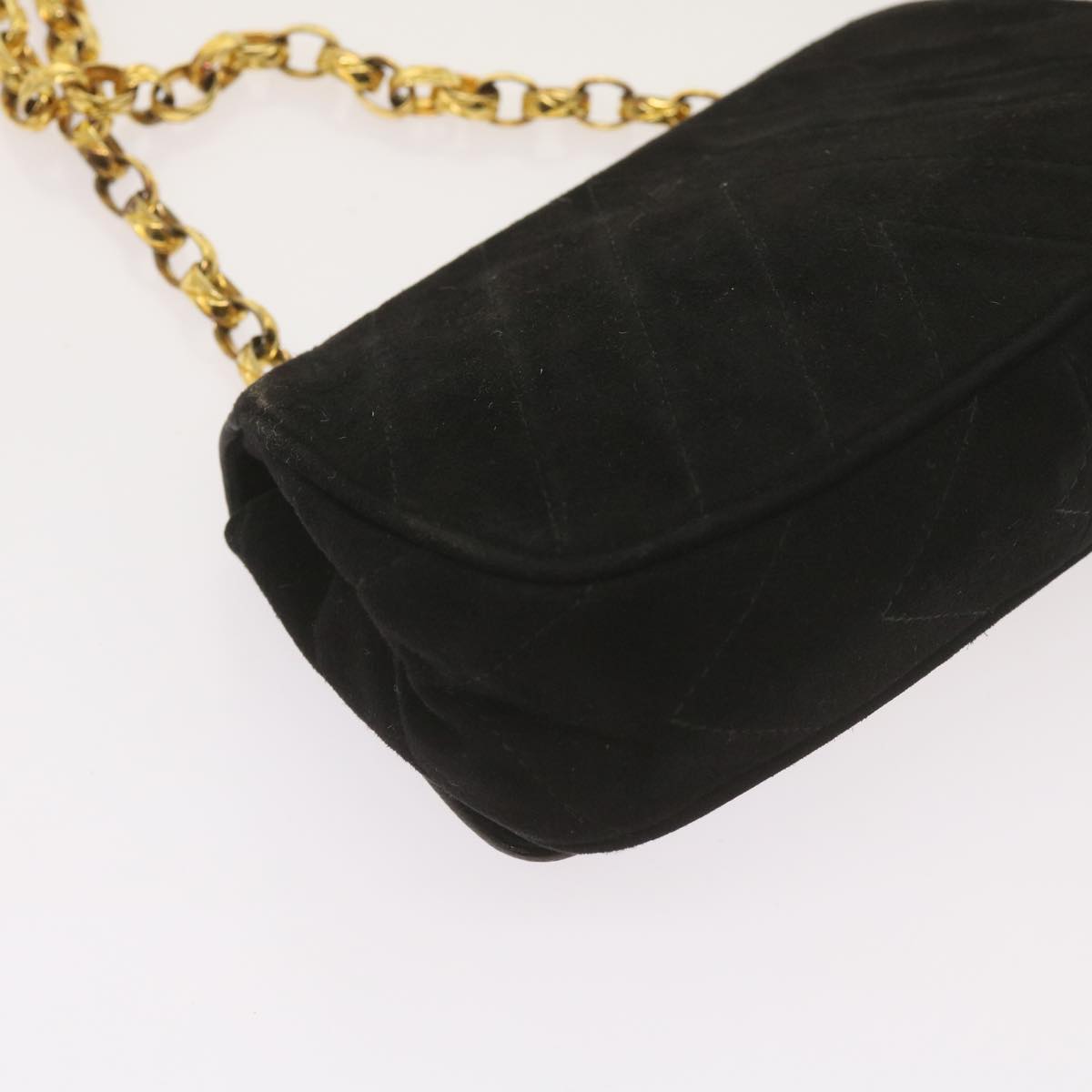 CHANEL Chain Gripoix Shoulder Bag Suede Black CC Auth hk1073