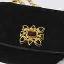 CHANEL Chain Gripoix Shoulder Bag Suede Black CC Auth hk1073-14