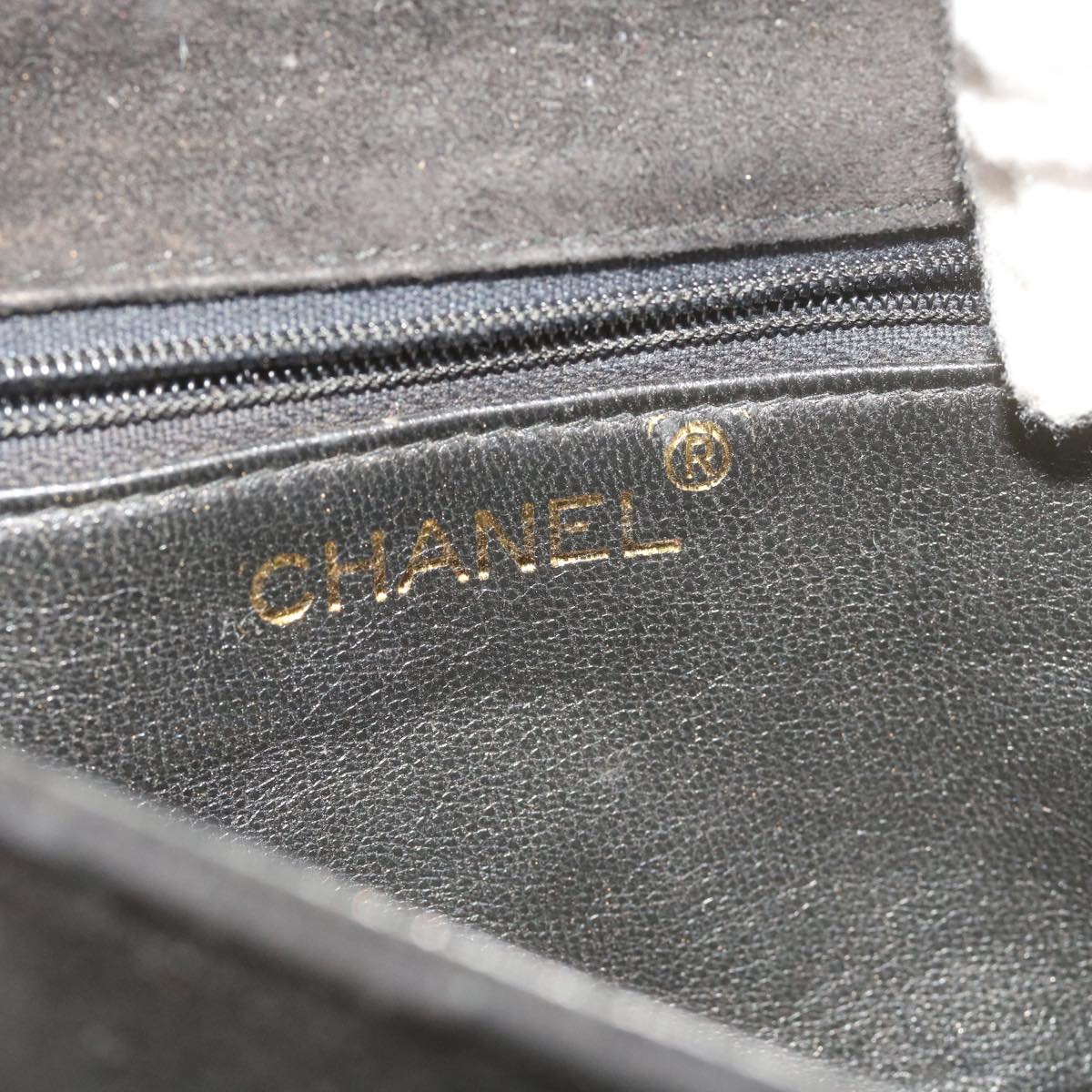 CHANEL Chain Gripoix Shoulder Bag Suede Black CC Auth hk1073