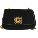 CHANEL Chain Gripoix Shoulder Bag Suede Black CC Auth hk1073-2