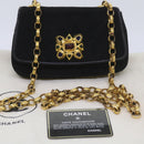 CHANEL Chain Gripoix Shoulder Bag Suede Black CC Auth hk1073-22