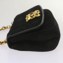 CHANEL Chain Gripoix Shoulder Bag Suede Black CC Auth hk1073-5