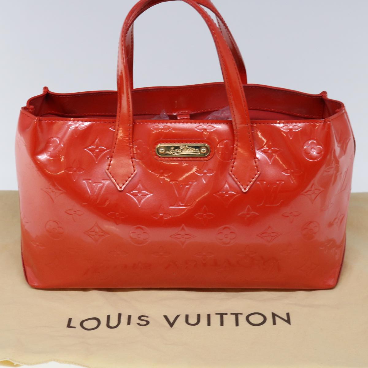 LOUIS VUITTON Monogram Vernis Wilshire PM Hand Bag Red M93642 LV Auth hk1077