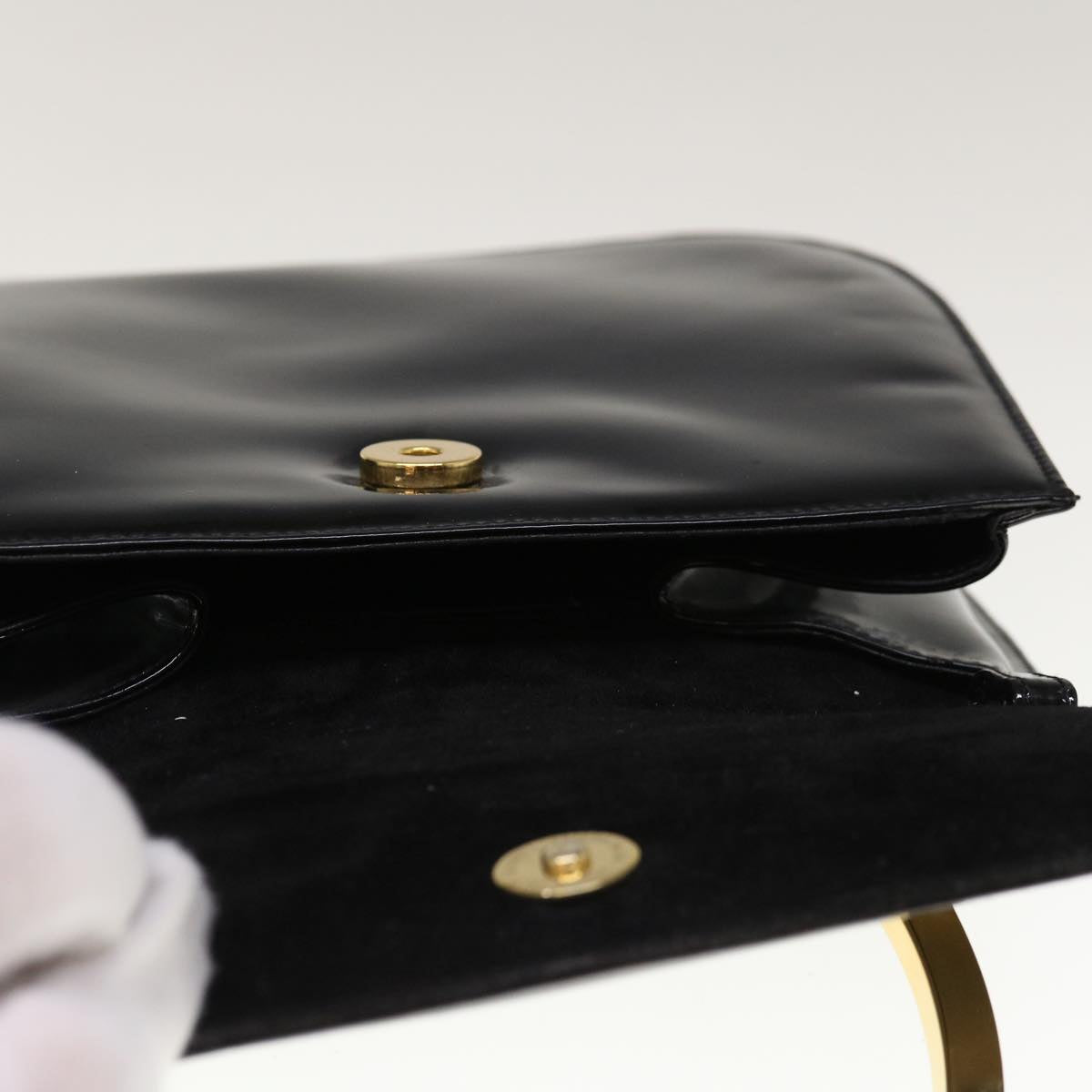 Salvatore Ferragamo Hand Bag Patent leather Black Auth hk1083