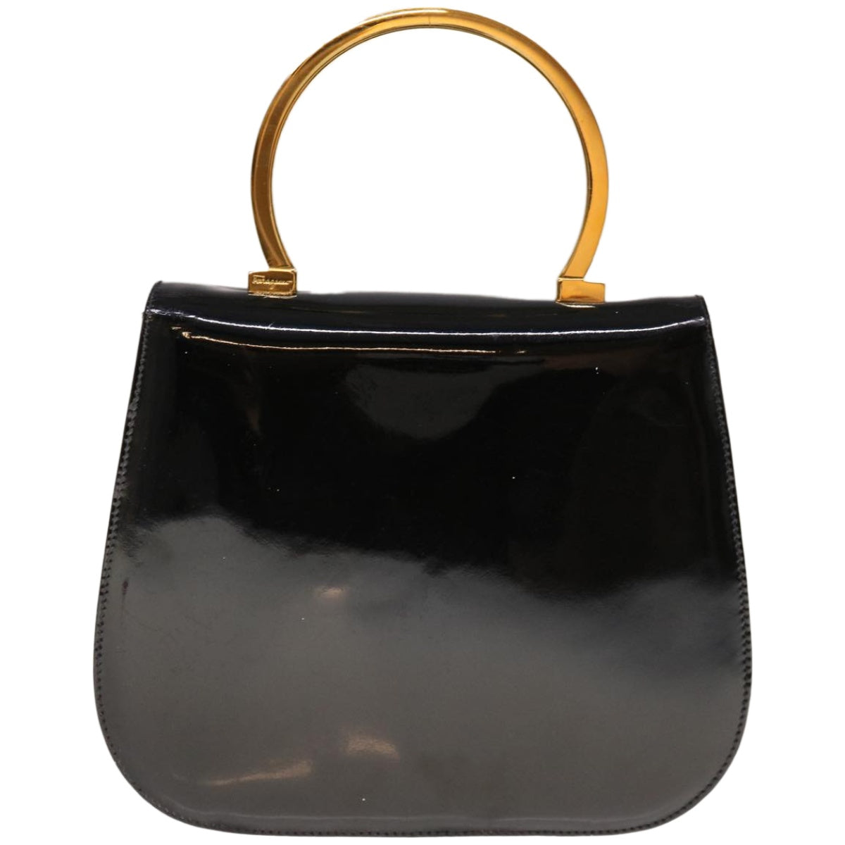 Salvatore Ferragamo Hand Bag Patent leather Black Auth hk1083 - 0