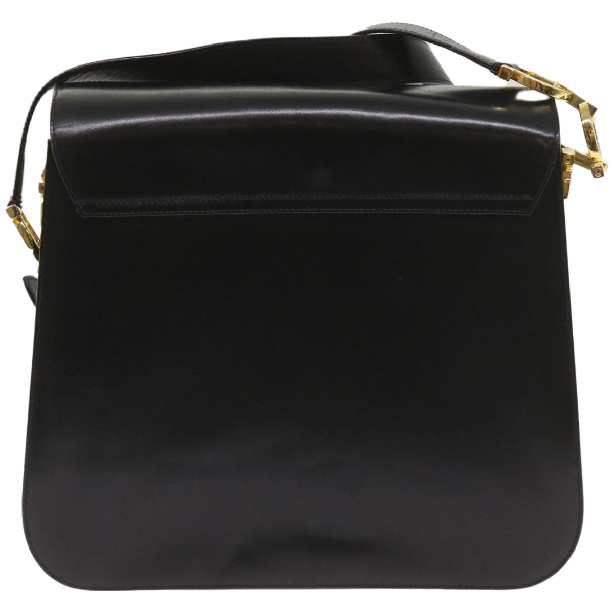 Salvatore Ferragamo Gancini Shoulder Bag Leather Black Auth hk1085 - 0