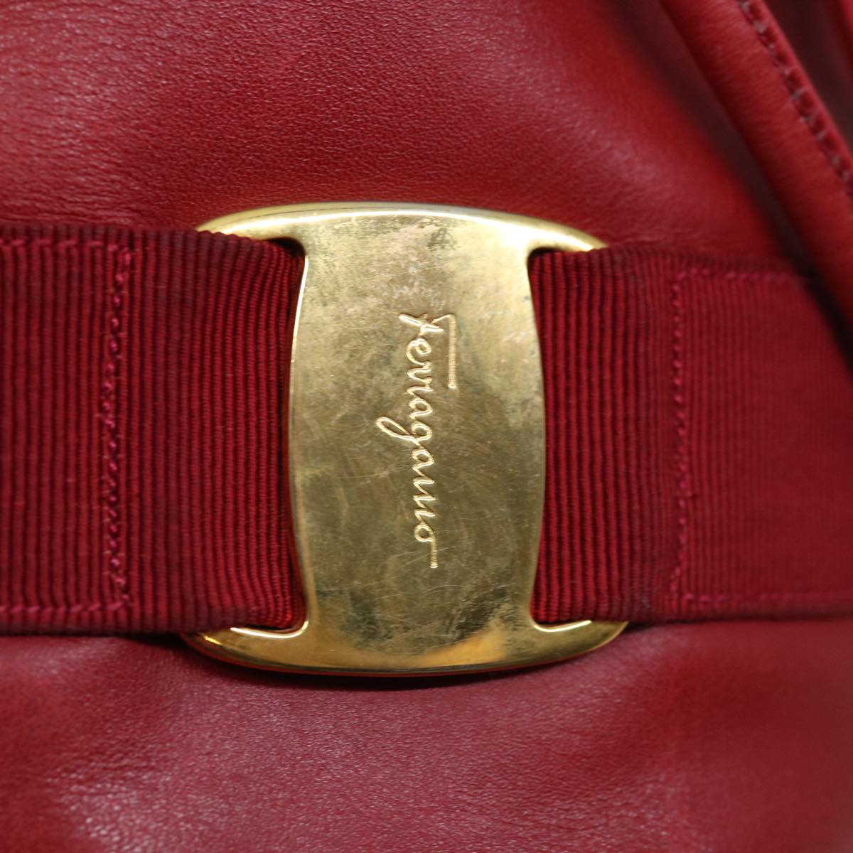 Salvatore Ferragamo Shoulder Bag Leather Red Auth hk1086