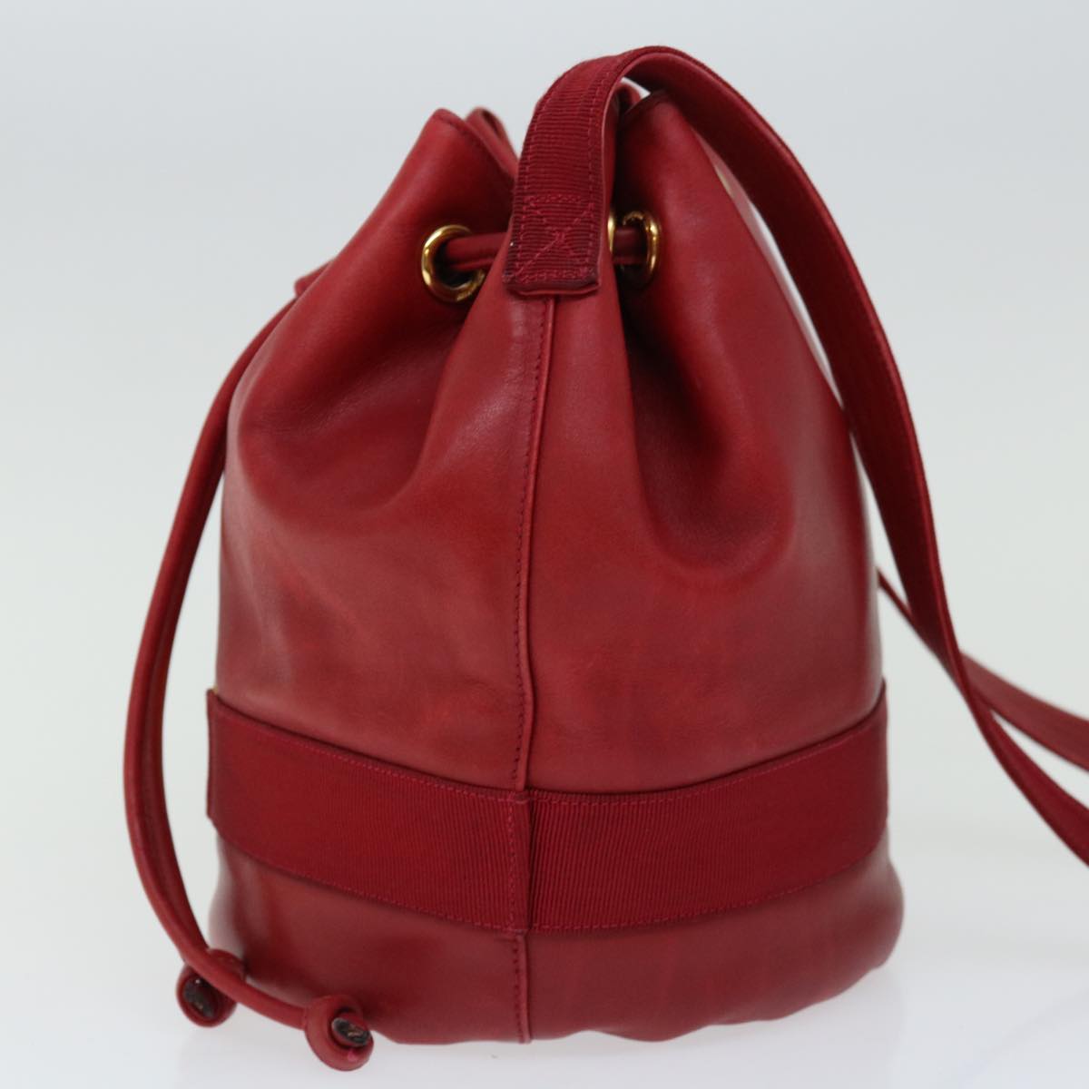 Salvatore Ferragamo Shoulder Bag Leather Red Auth hk1086