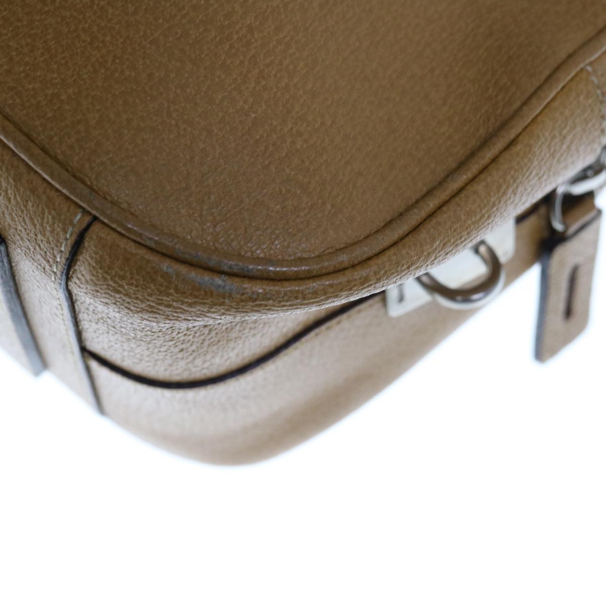 PRADA Hand Bag Leather Brown Auth hk1094