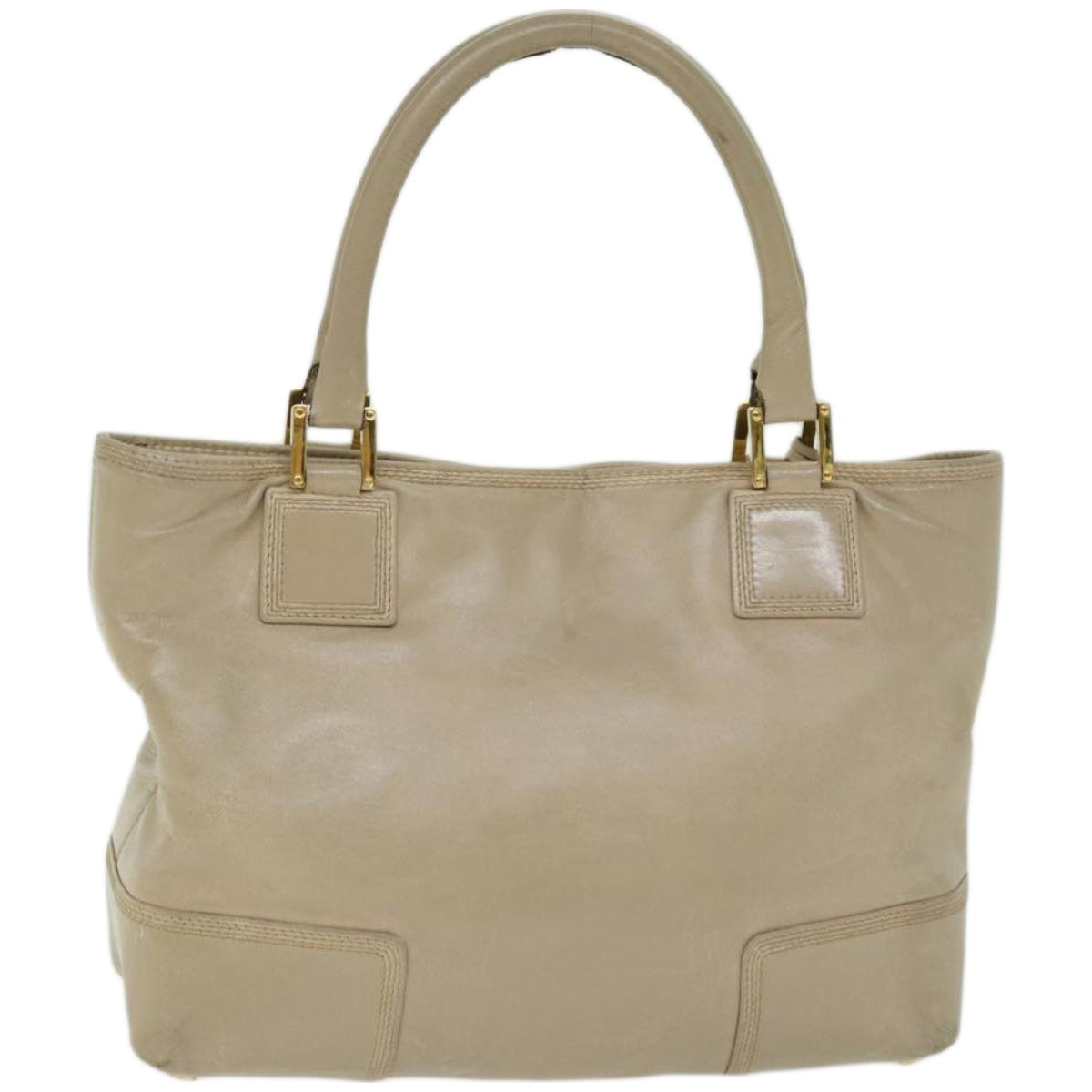 LOEWE Hand Bag Leather Beige Auth hk1095 - 0