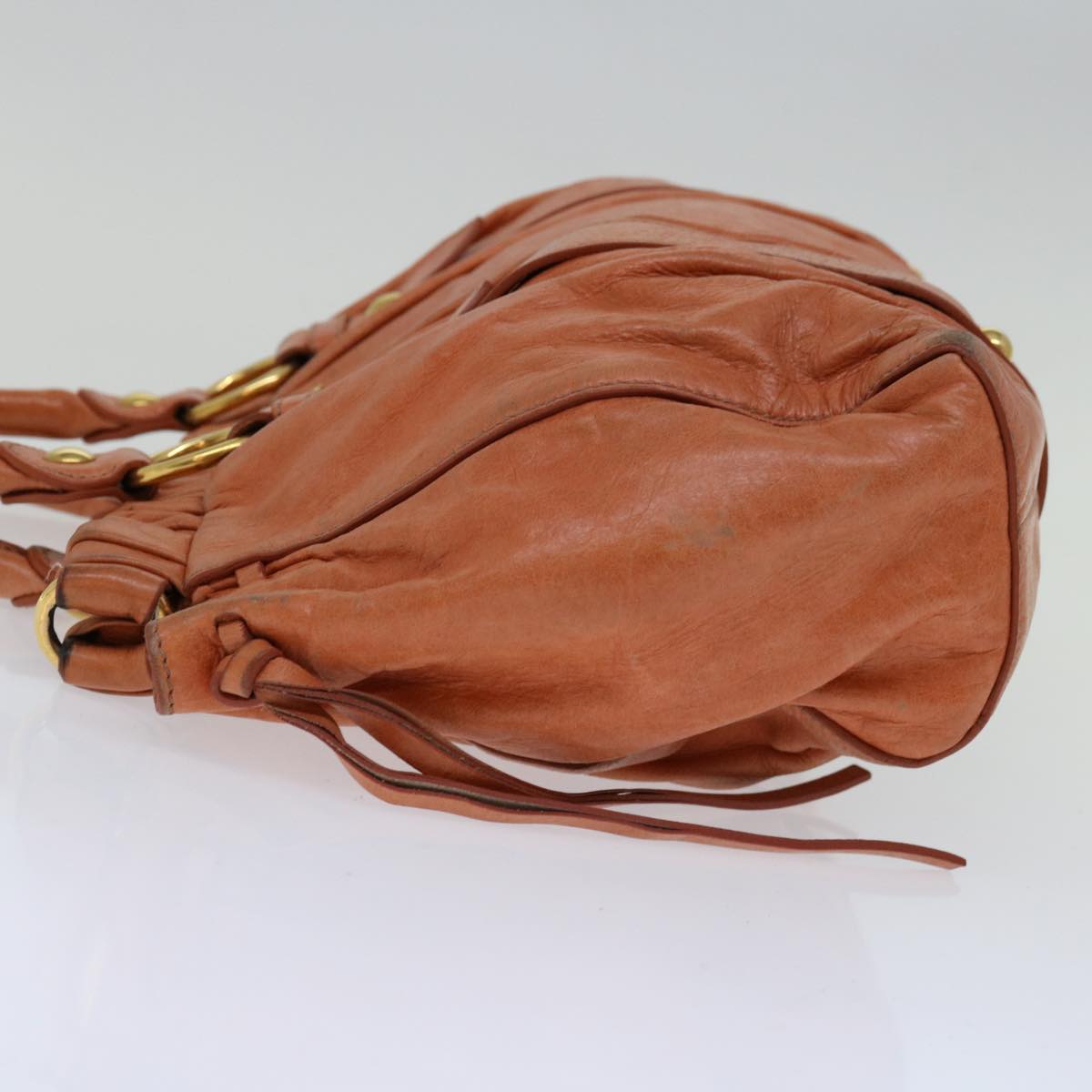 Miu Miu Hand Bag Leather 2way Orange Auth hk1109