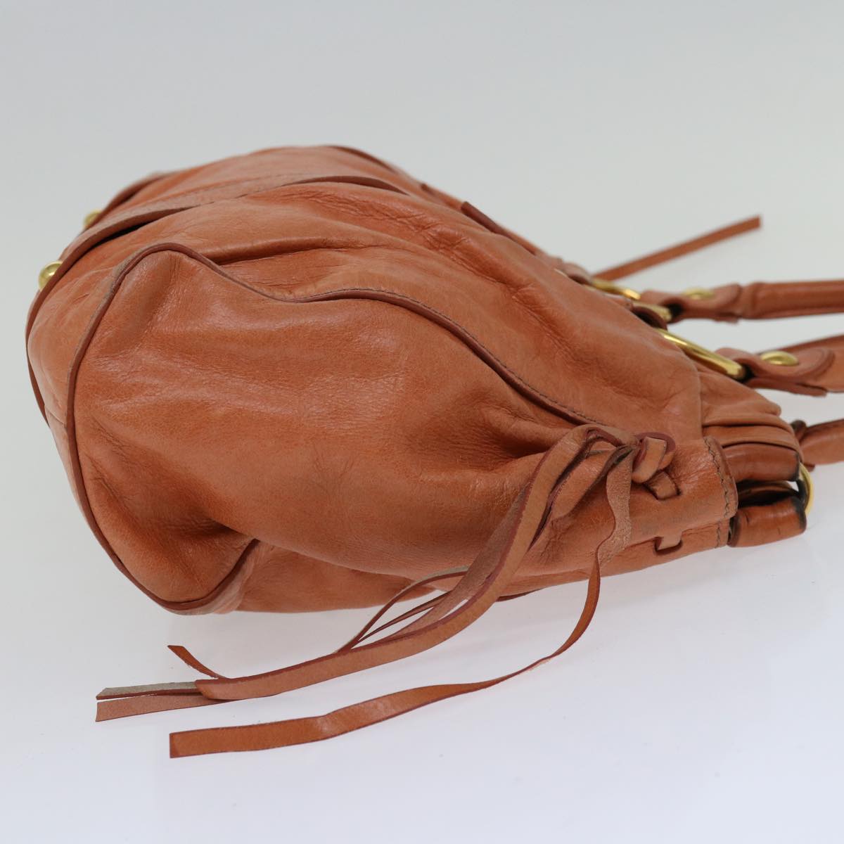 Miu Miu Hand Bag Leather 2way Orange Auth hk1109