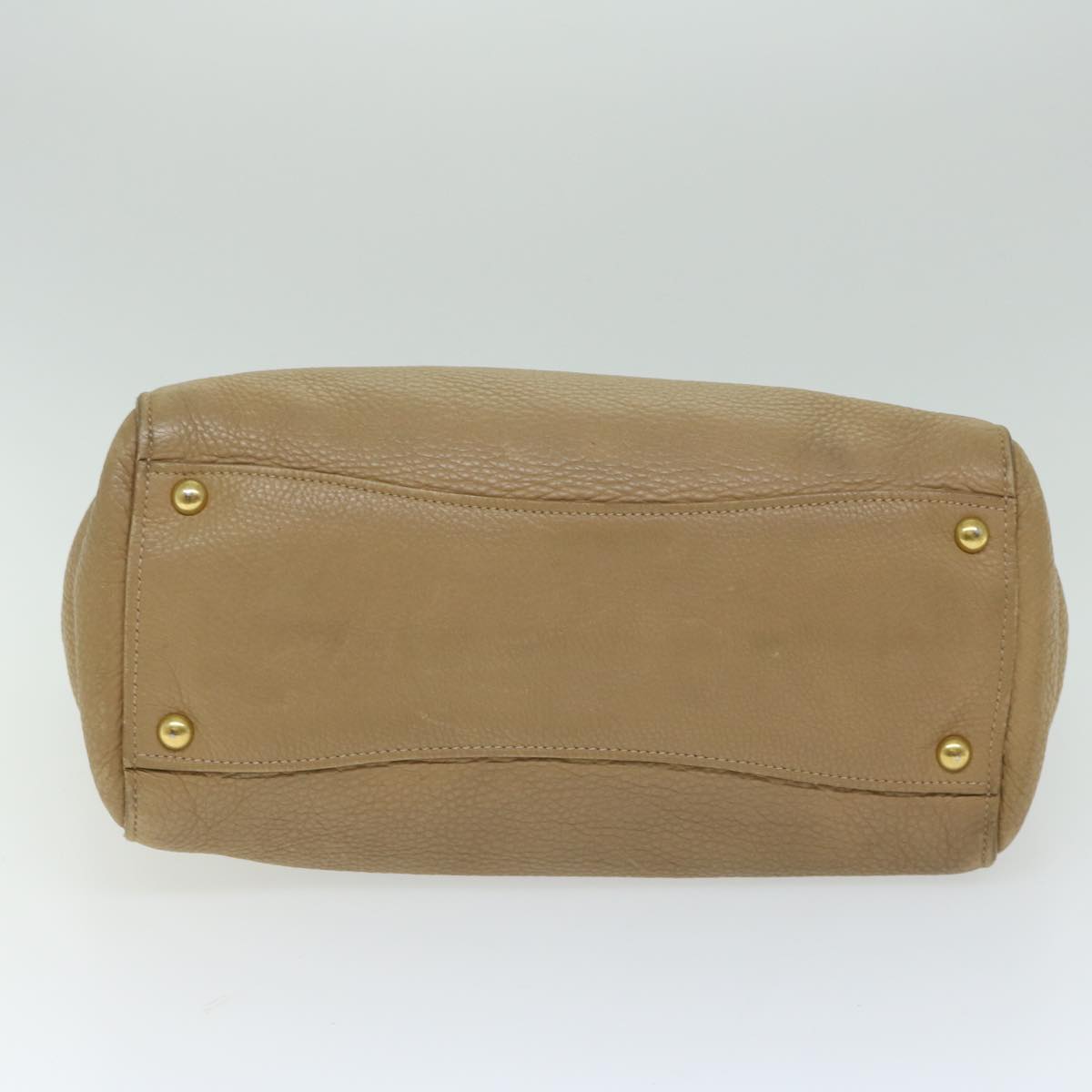 Miu Miu Hand Bag Leather Beige Auth hk1110