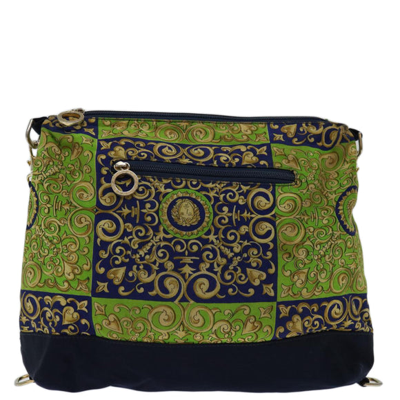 Gianni Versace Shoulder Bag Canvas Navy Auth hk1114