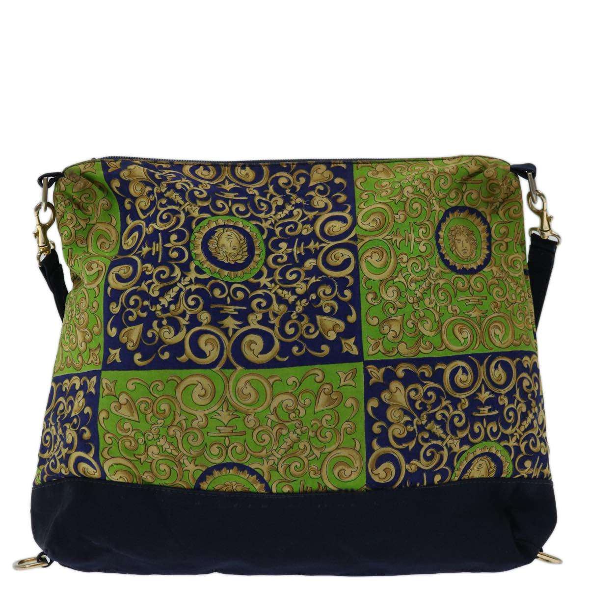 Gianni Versace Shoulder Bag Canvas Navy Auth hk1114