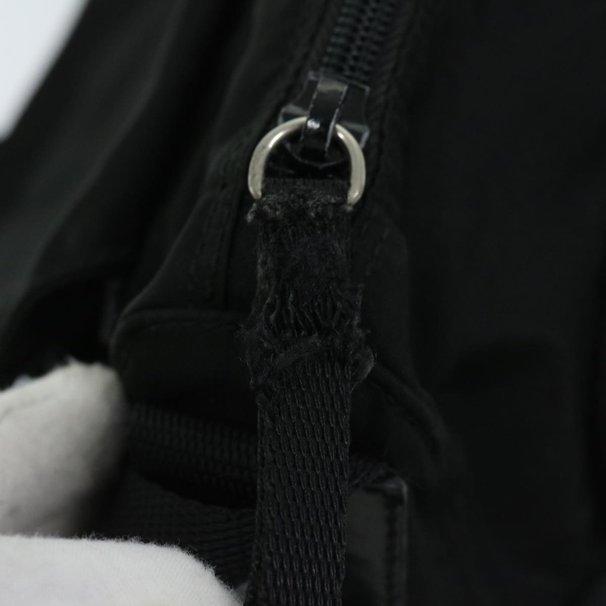 PRADA Shoulder Bag Nylon Black Auth hk1122