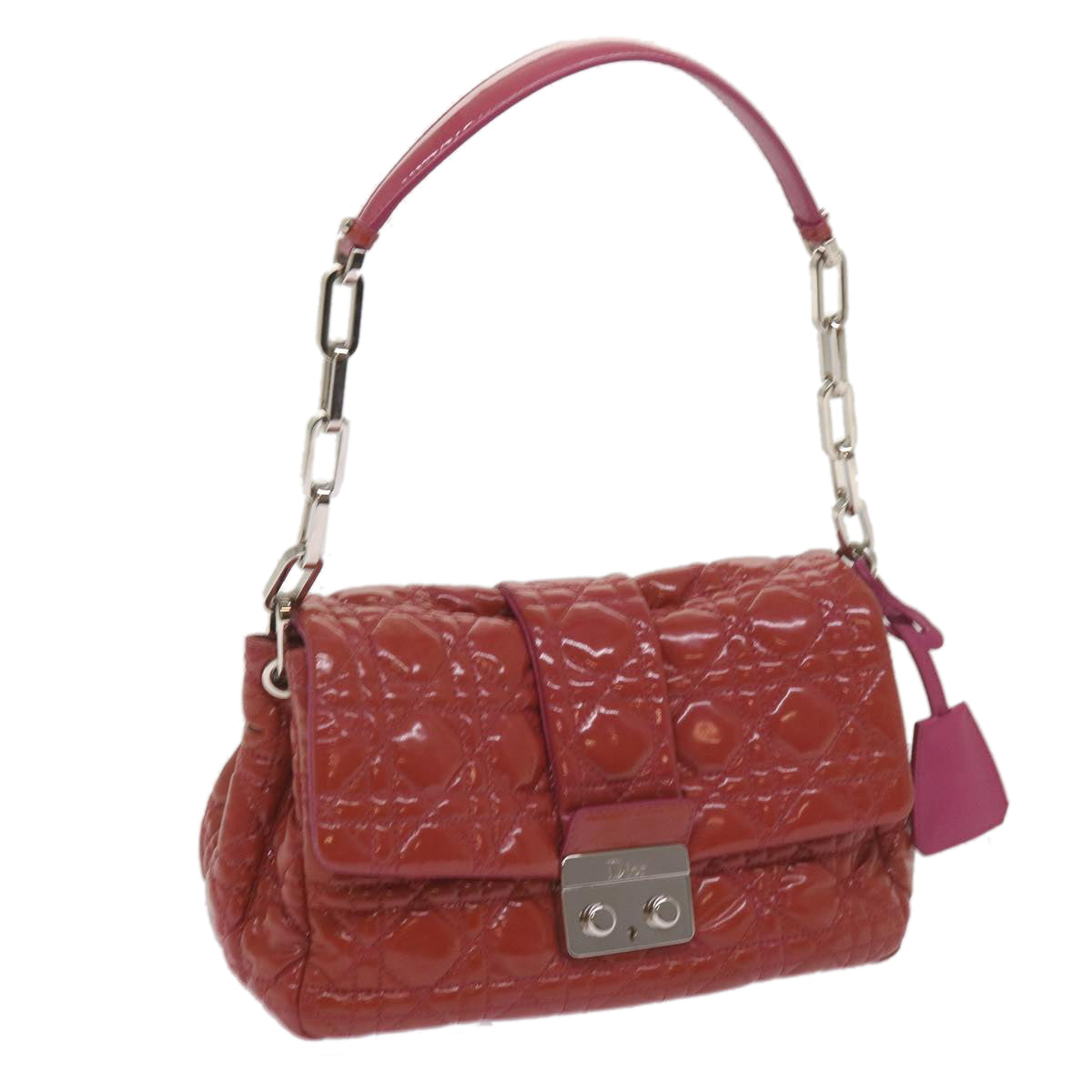 Christian Dior Canage Newlock Shoulder Bag patent Red Auth hk1131