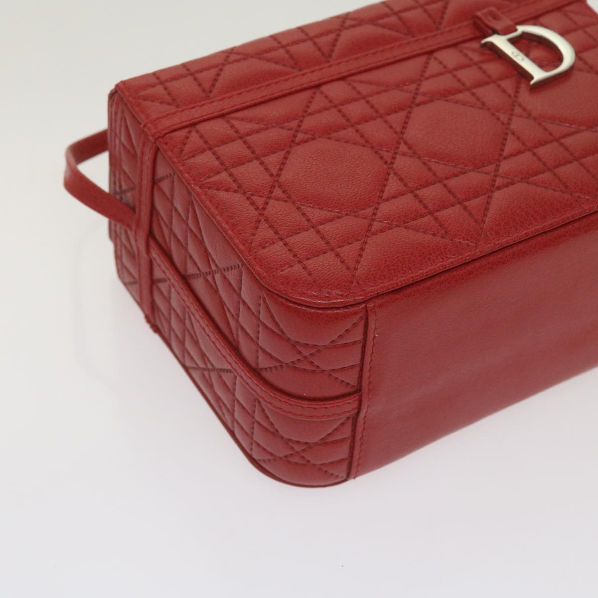 Christian Dior Canage Vanity Cosmetic Pouch Leather Red Auth hk1134