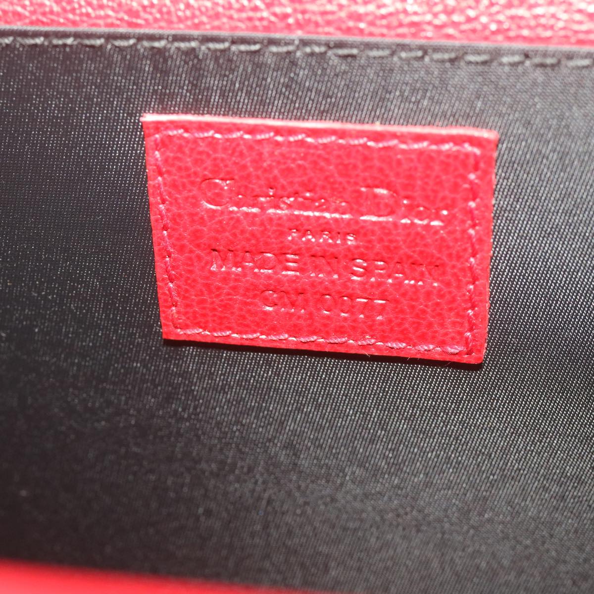 Christian Dior Canage Vanity Cosmetic Pouch Leather Red Auth hk1134