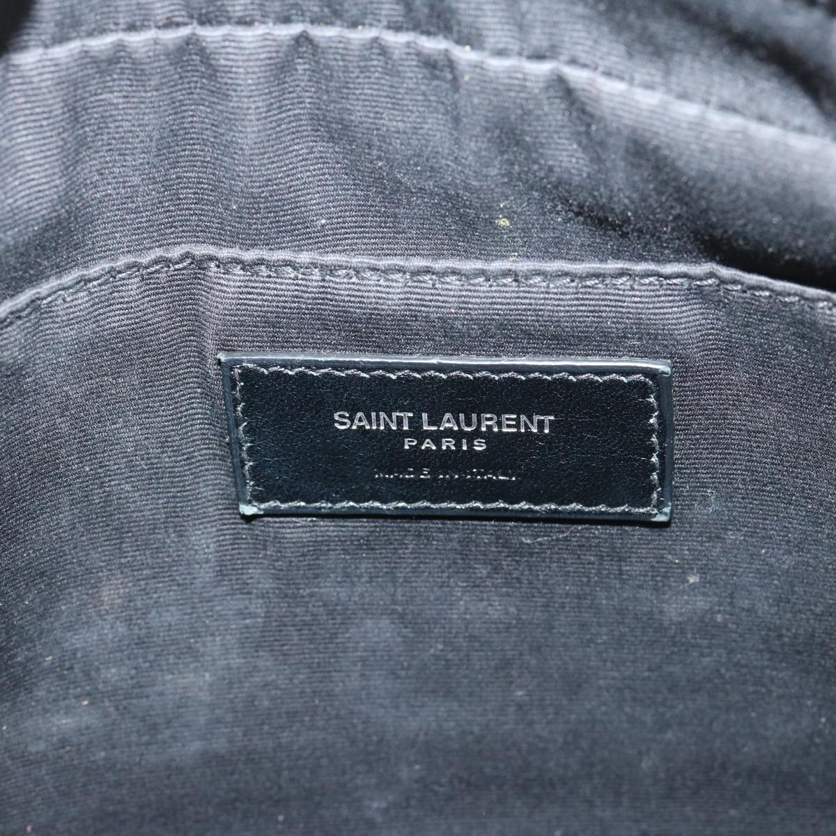 SAINT LAURENT Shoulder Bag Leather Beige Auth hk1135