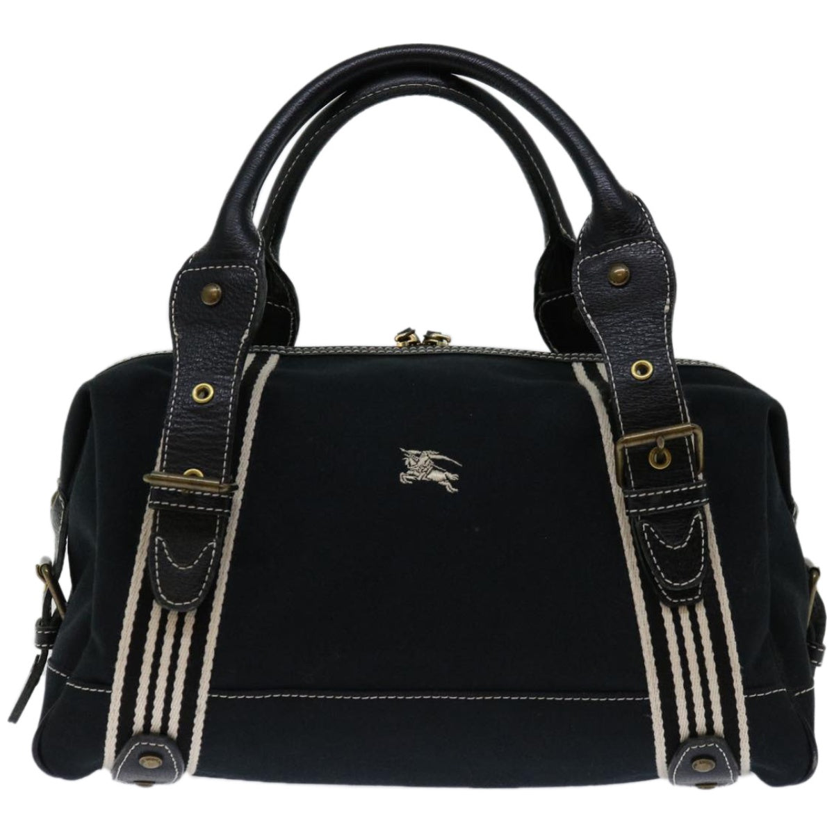 BURBERRY Blue Label Hand Bag Canvas Black Auth hk1142