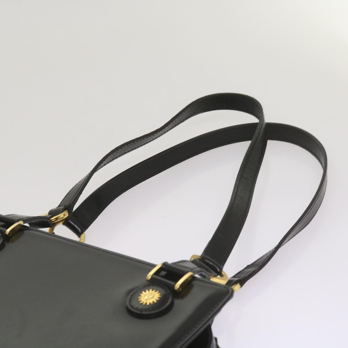 Gianni Versace Shoulder Bag Leather Black Auth hk1143