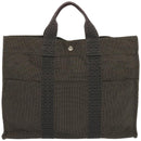 HERMES Her Line MM Tote Bag Canvas Gray Auth hk1144-13