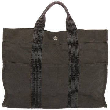 HERMES Her Line MM Tote Bag Canvas Gray Auth hk1144 - 0